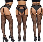 Zwarte Panty met open kruis - Zwart - Sexy Lingerie / Kleding - Beenmode - Dames Lingerie – fantasie kousen