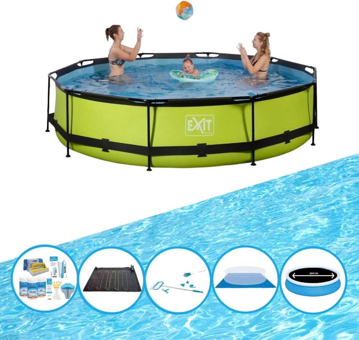 EXIT Zwembad Lime - Frame Pool ø360x76cm - Bundelpakket