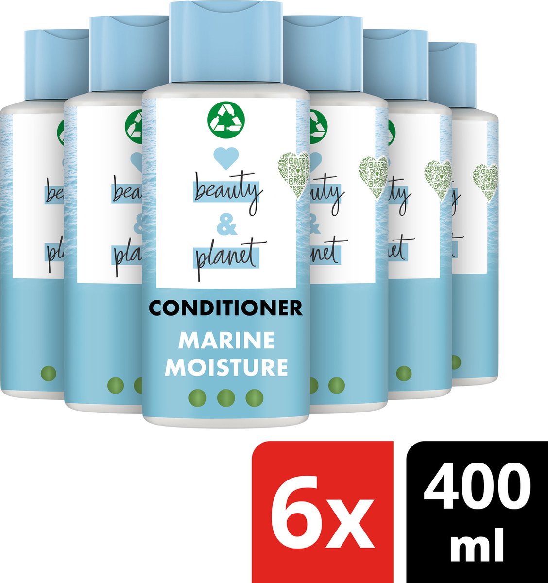 Love Beauty and Planet Marine Algae & Eucalyptus Marine Moisture Conditioner - 6 x 400 ml - Voordeelverpakking
