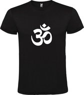 Zwart  T shirt met  print van  "het mooie spirituele Ohm teken" " print Wit size XXL
