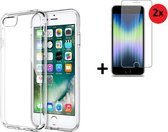 iPhone SE 2022 Hoesje - iPhone SE 2022 Screenprotector - Siliconen - iPhone SE 2022 Hoes Transparant Case + 2x Tempered Glass