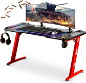 For The Win - 140cm Gaming bureau - Desk - LED verlichting XXL - TIJDELIJK GRATIS RGB gaming muismat onderlegger XXL LED t.w.v. €50 - Z-poot - Computertafel - Gaming Tafel - Game bureau - Hea