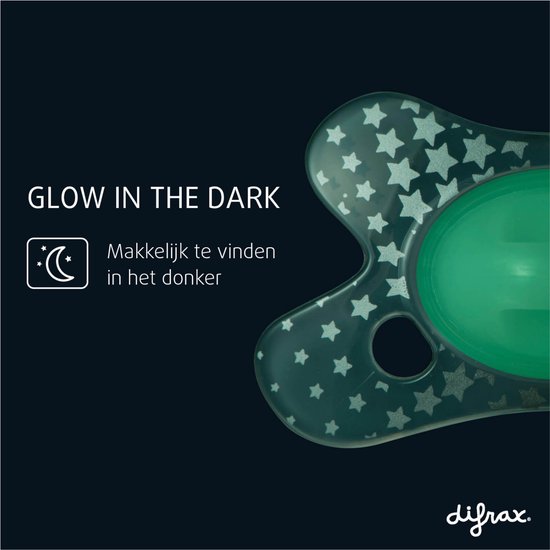 Difrax - Dental Fopspeen - 0 tot 6 Maanden - Glow in the Dark Orthodontische Speen - 2 st. van Difrax — afbeelding 2