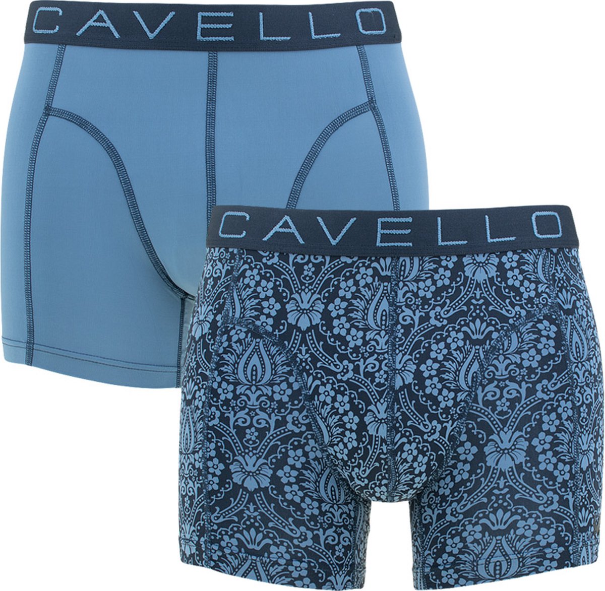 Cavello 2P microfiber flowers blauw - XL