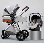 Buggy Set - 3-Delige Set - Kinderwagen 3 In 1 - Multifunctionele Werking - 3 In 1 Buggy - Opvouwbare Buggy - Kwalitatieve Buggy - Beige