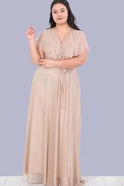 HASVEL -Beige Groote maat jurk- maat 4XL-Galajurk-Avondjurk-HASVEL-Beige Plus Size Dress-Size 4XL-Prom Dress-Evening Dress