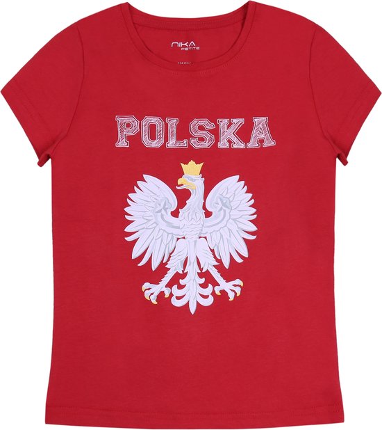 Rood, meisjes t-shirt met de Poolse adelaar