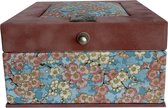 The Dutch Tea Box Gebloemde Bloesem Theedoos met Thee Cadeau - 4 vaks - Roze