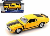 1970 Ford Mustang Boss 302 (Geel/Zwart) (20 cm) 1/24 Maisto + Hot Wheels Miniatuurauto + 3 Unieke Auto Stickers! - Model auto - Schaalmodel - Modelauto - Miniatuur autos - Speelgoed voor kind