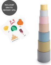 Tiny BIO Plastic stapeltoren + Memory | Dantoy | 7 delig | Montessori speelgoed