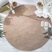 Rond Laagpolig effen beige vloerkleed - 160cm x 160cm