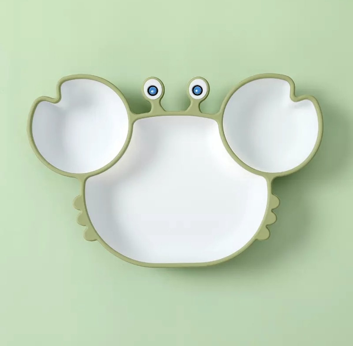Kinderbord met vakjes en een zuignap - groen - Siliconen bord - antislip - kinderen - kinderservies- baby servies - baby bordje