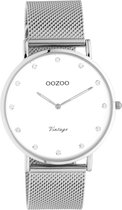 OOZOO Vintage series - zilverkleurige horloge met zilverkleurige metalen mesh armband - C20235 - Ø40