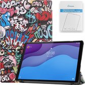 Case2go - Tablet hoes & Screenprotector geschikt voor Lenovo Tab M10 (TB-X306F) - 10.1 Inch - Auto Wake/Sleep functie - Graffiti
