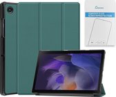 Case2go - Tablet hoes & Screenprotector geschikt voor Samsung Galaxy Tab A8 - 10.5 Inch - Auto Wake/Sleep functie - Cyaan