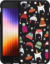 iPhone SE 2022 Hoesje Zwart Winter Hats - Designed by Cazy