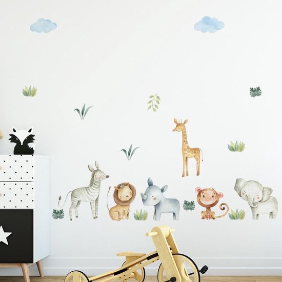 Muursticker jungle dieren / beesten kinderkamer | wanddecoratie | Muurdecoratie | Slaapkamer | babykamer | Jongen | Meisje Stickerkamer®