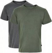 T-shirt jongens katoen grijs/groen 2 stuks maat 104