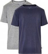 T-shirt jongens katoen grijs/blauw 2-delig maat 122