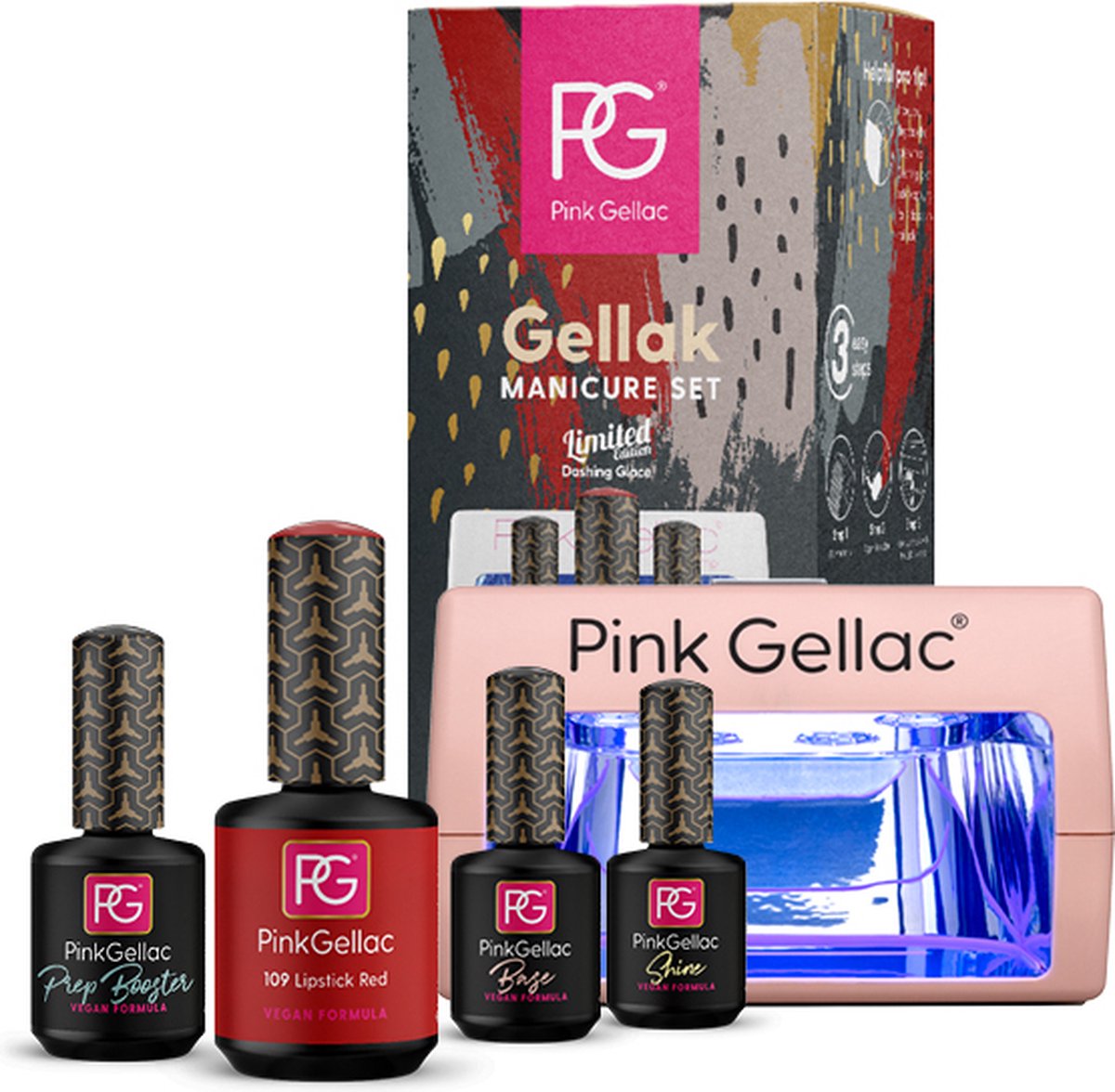 Pink Gellac Starter + Manicure Set Dashing Glace Gel nagellak set