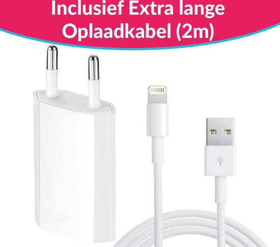 Oplader geschikt voor iPhone 2 Meter - Extra Lang- Gmedia -Inclusief USB  naar... | bol.com