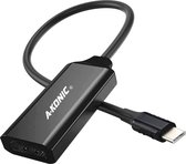 A-KONIC© USB C naar HDMI HUB – 4K type-c to HDMI Converter - premium aluminium behuizing – Geschikt voor apple Macbook Air / Pro, Samsung, Dell, Lenova & meer - Zwart