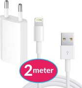 Oplader geschikt voor iPhone 2 Meter - Extra Lang- Gmedia -Inclusief USB naar Lightning Kabel - USB adapter - Wit - Extra lang