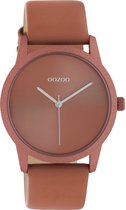 OOZOO Timepieces - Abrikozen horloge met abrikozen leren band - C10947 - Ø38