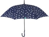 paraplu bloemen dames 102 cm microfiber donkerblauw