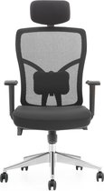 PURE SEAT Ergonomische Bureaustoel D Zwart - Aluminium Voet - Volledig Verstelbaar - Premium Bureaustoel - Mesh - Thuiswerken