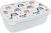 Broodtrommel Wit - Lunchbox - Brooddoos - Jongens - Patronen - Hond - 18x12x6 cm - Volwassenen