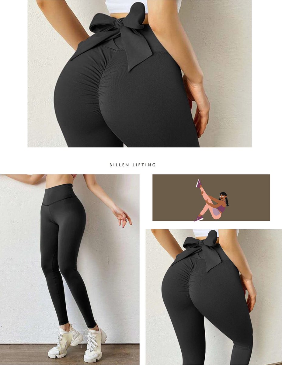 Sportlegging Dames - De beste shaping leggings die je billen liften- Yogalegging - Billen Lifting legging - Legging zwart - Zwart Maat S