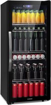 Klarstein Beersafe 7XL Horeca koelkast - Drankkoelkast 242 liter - Vrijstaand - Dubbel geïsoleerde glazen panoramadeur - 41 dB - roestvrijstaal