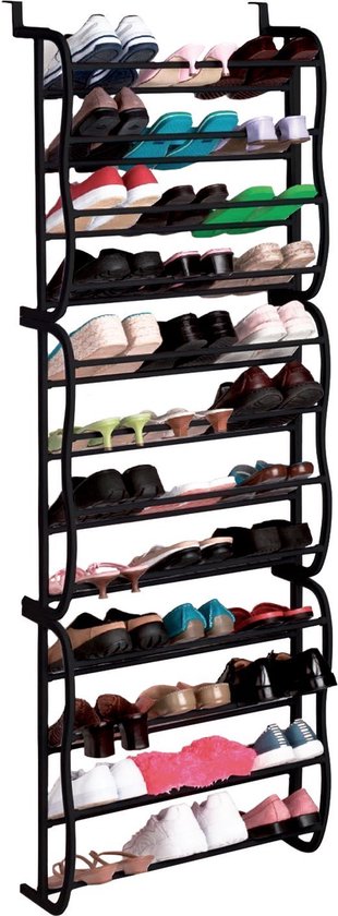 Hangend schoenenrek voor 24-36 paar - schoenenkast - deur zwart - metaal  kunststof -... | bol.com
