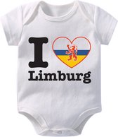 Hospitrix Baby Rompertje met Tekst I Love Limburg" | 0-3 maanden | Korte Mouw | Cadeau voor Zwangerschap | Provincies Nederland | Limburg | Bekendmaking | Aankondiging | Aanstaande Moeder | Moederdag