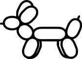 Opblaashondje -- Wall Art by Cutting Edge Design --- Muurdecoratie Living Keuken Woonkamer Hout Zwart Wand Kader Muur Interieur Bureau Art Abstract Animal Dier Kermis Ballonnen Dog
