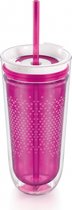 drinkbeker met rietje 325 ml roze
