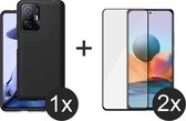Xiaomi 11T/11T Pro hoesje - Xiaomi 11T/11T Pro hoesje zwart siliconen case hoes cover hoesjes - Full Cover - 2x Xiaomi 11T/11T Pro screenprotector