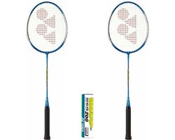 Yonex recreatieve badmintonset blauw - 2 GR-020 blauw met 6 Mavis 200 outdoor shuttles