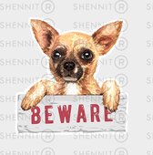 Chihuahua waakt hier sticker - painted style- deursticker - buiten sticker - huisstickers - decoratie sticker - vierkant - honden sticker 2x