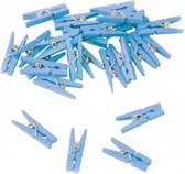 miniwasknijpers 2,5 cm hout blauw 24 stuks