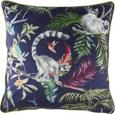 Evans Lichfield Jungle Lemur Cushion - Sierkussen - 43x43cm - Dierenprint - Natuur - Met Rits - Decoratie - Kussen
