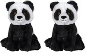 Set van 2x stuks pluche knuffel panda beer van 16 cm - Speelgoed knuffeldieren