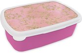 Broodtrommel Roze - Lunchbox - Brooddoos - Marmer - Goud - Glitter - Design - 18x12x6 cm - Kinderen - Meisje