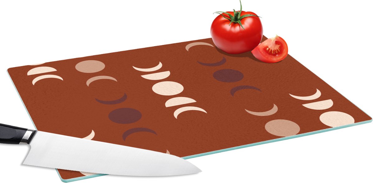 Glazen Snijplank - 39x28 - Maan - Rood - Patroon - Snijplanken Glas