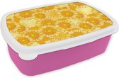 Broodtrommel Roze - Lunchbox - Brooddoos - Zonnebloem - Zomer - Patronen - Bloemen - 18x12x6 cm - Kinderen - Meisje