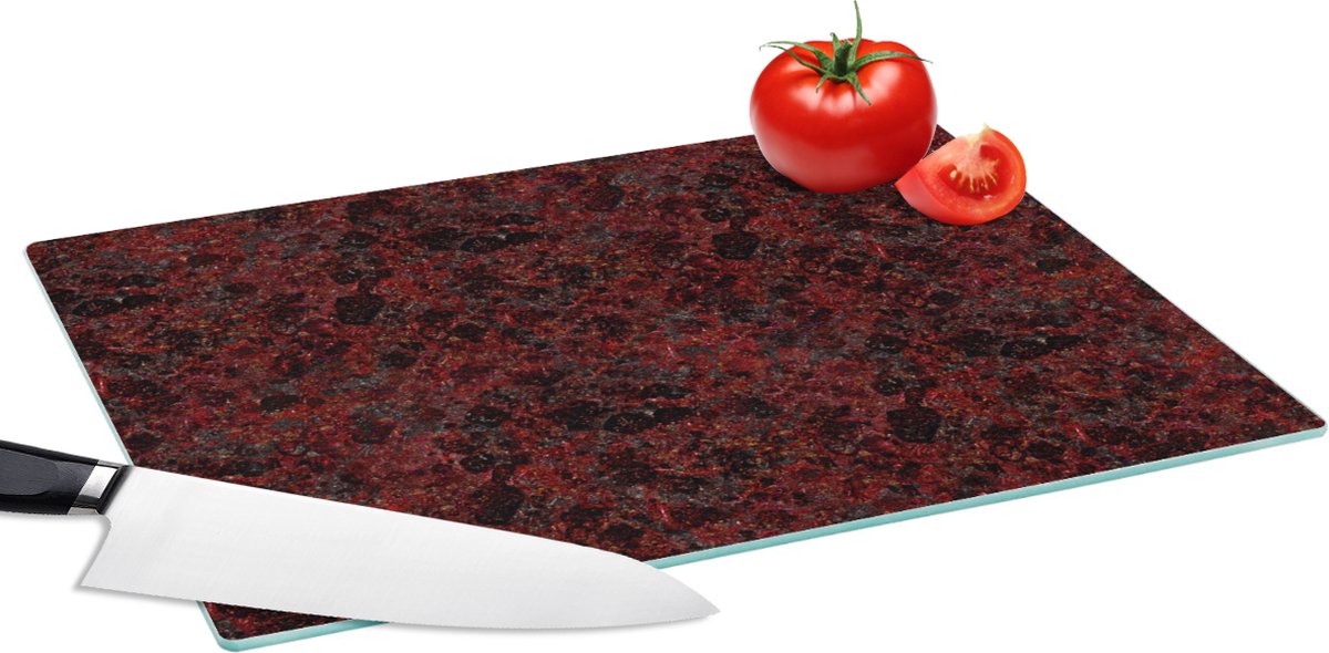 Glazen Snijplank - 39x28 - Graniet - Patronen - Roest - Rood - Snijplanken Glas