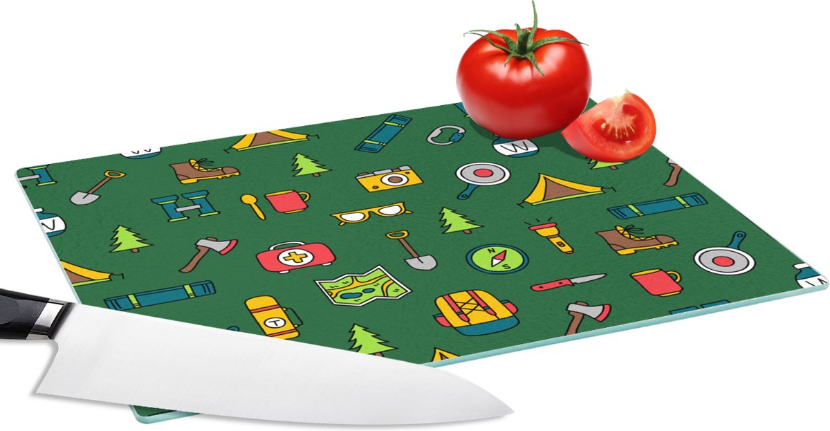 Glazen Snijplank - 28x20 - Kamperen - Tent - Bijl - Backpack - Snijplanken Glas