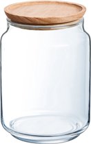 Veluw® Voorraadpot Glas met Houten Deksel - 1 Liter - Ø10,5 x (H)11,2cm