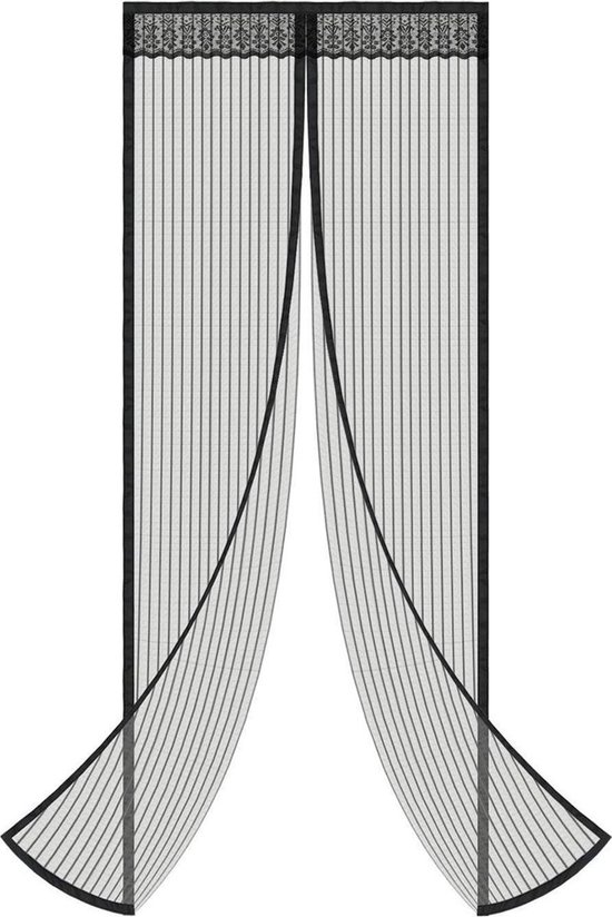 Magnetisch vliegengordijn – Vliegengordijn deur - Zwart - 90 x 220 cm - Breedte deur: 80 cm - Lichtgewicht – Makkelijke installatie – Tegen ongewenste insecten